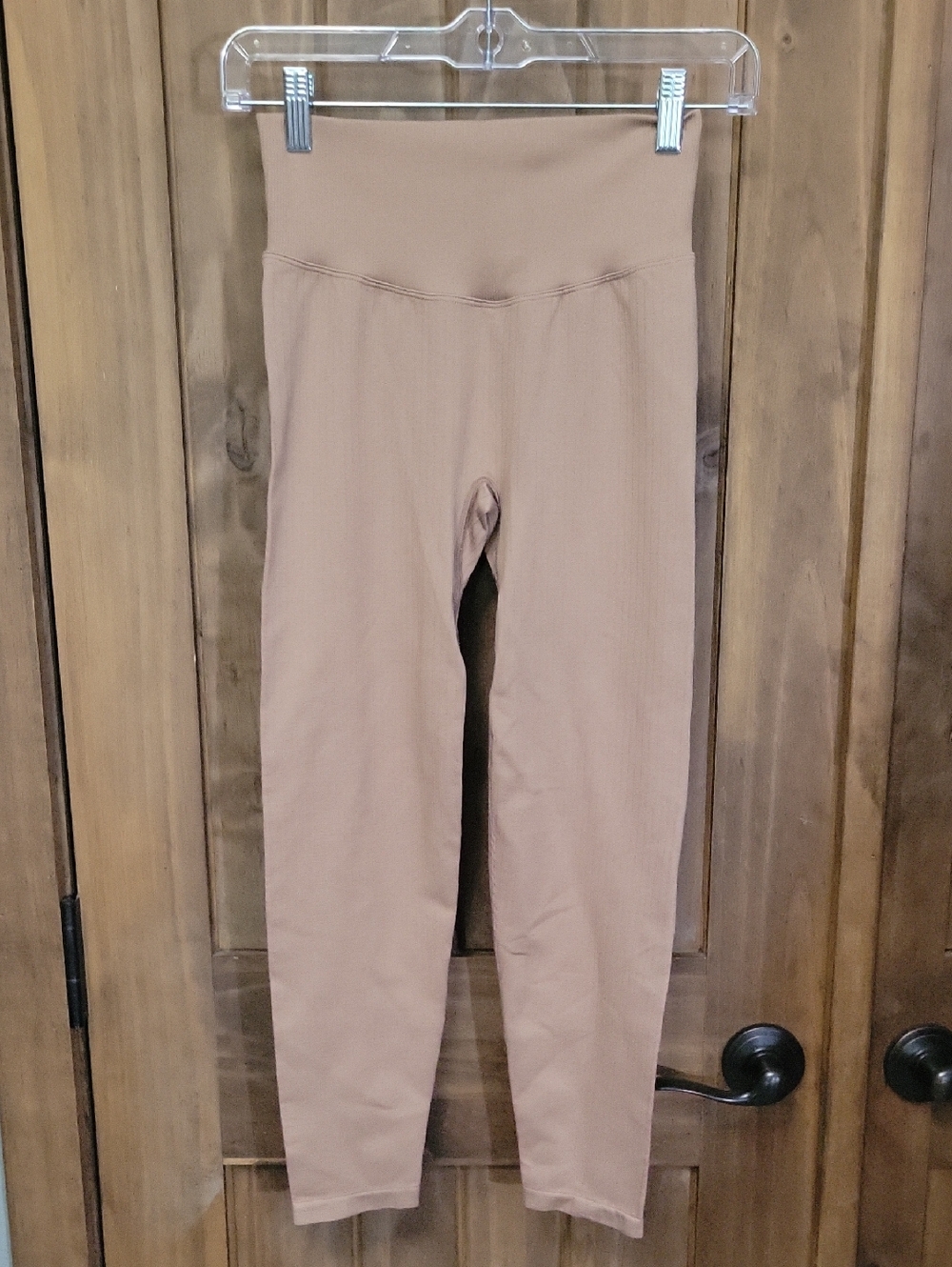 High-Rise Seamless Ribbed Leggings - Nude